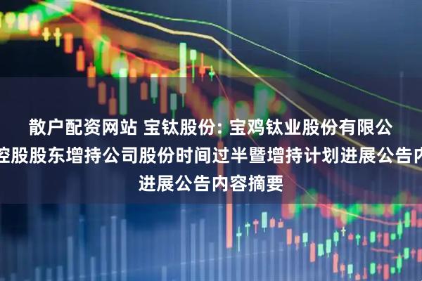 散户配资网站 宝钛股份: 宝鸡钛业股份有限公司关于控股股东增持公司股份时间过半暨增持计划进展公告内容摘要